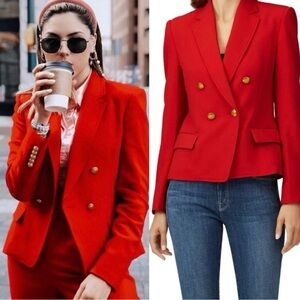 A.L.C Hendrick Double Breasted Jacket Blazer in Red Size 2